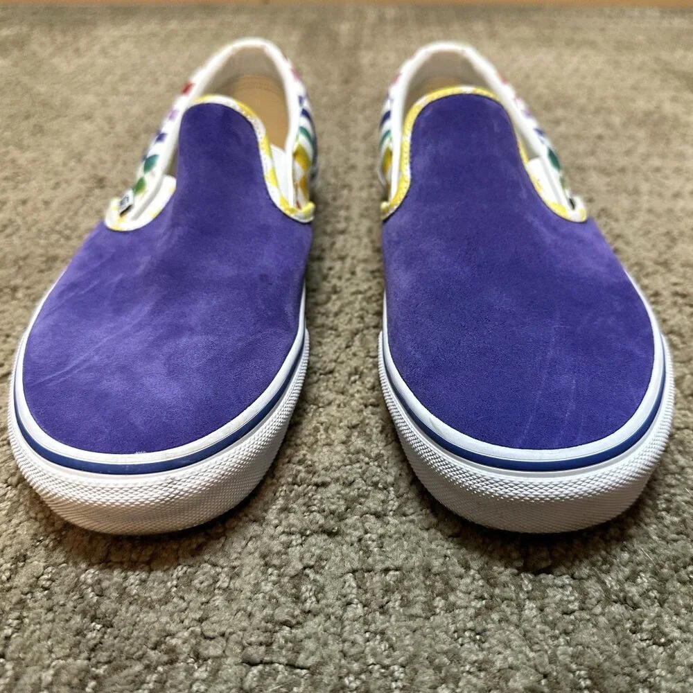 Vans - Purple Suede and Multi-Colored Checkerboard Slip On - Men's Size 11 - Picture 3 of 11